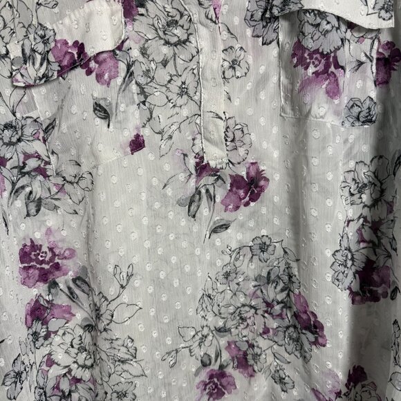Torrid Womens Floral Sheer Blouse With 3/4 Sleeves & Polka Dot Detail - Size 2X - Picture 5 of 7